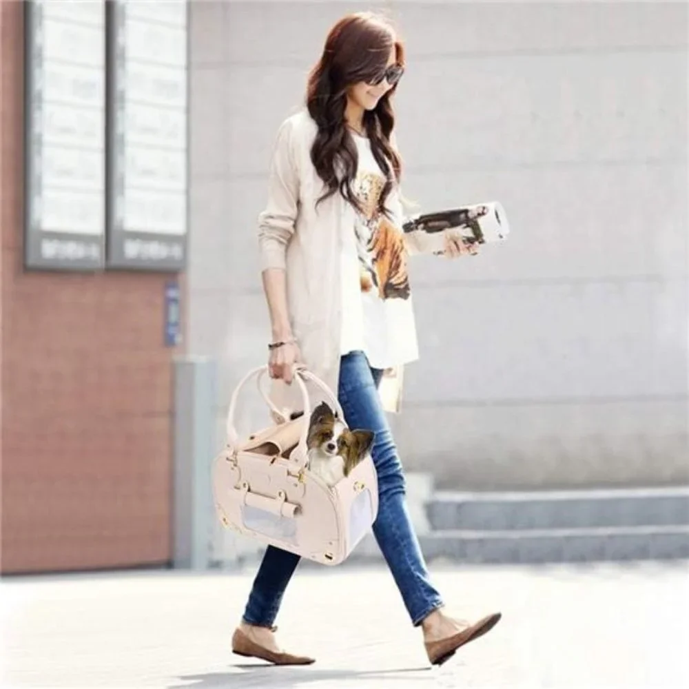 Dog Carrier Purse, Pet Carrier, Cat Carrier, Waterproof Premium Leather Pet Bag